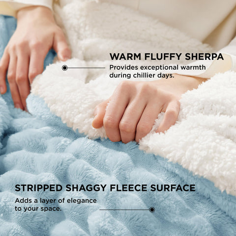 Bedsure sherpa reverse detail showing dense pile for insulating warmth