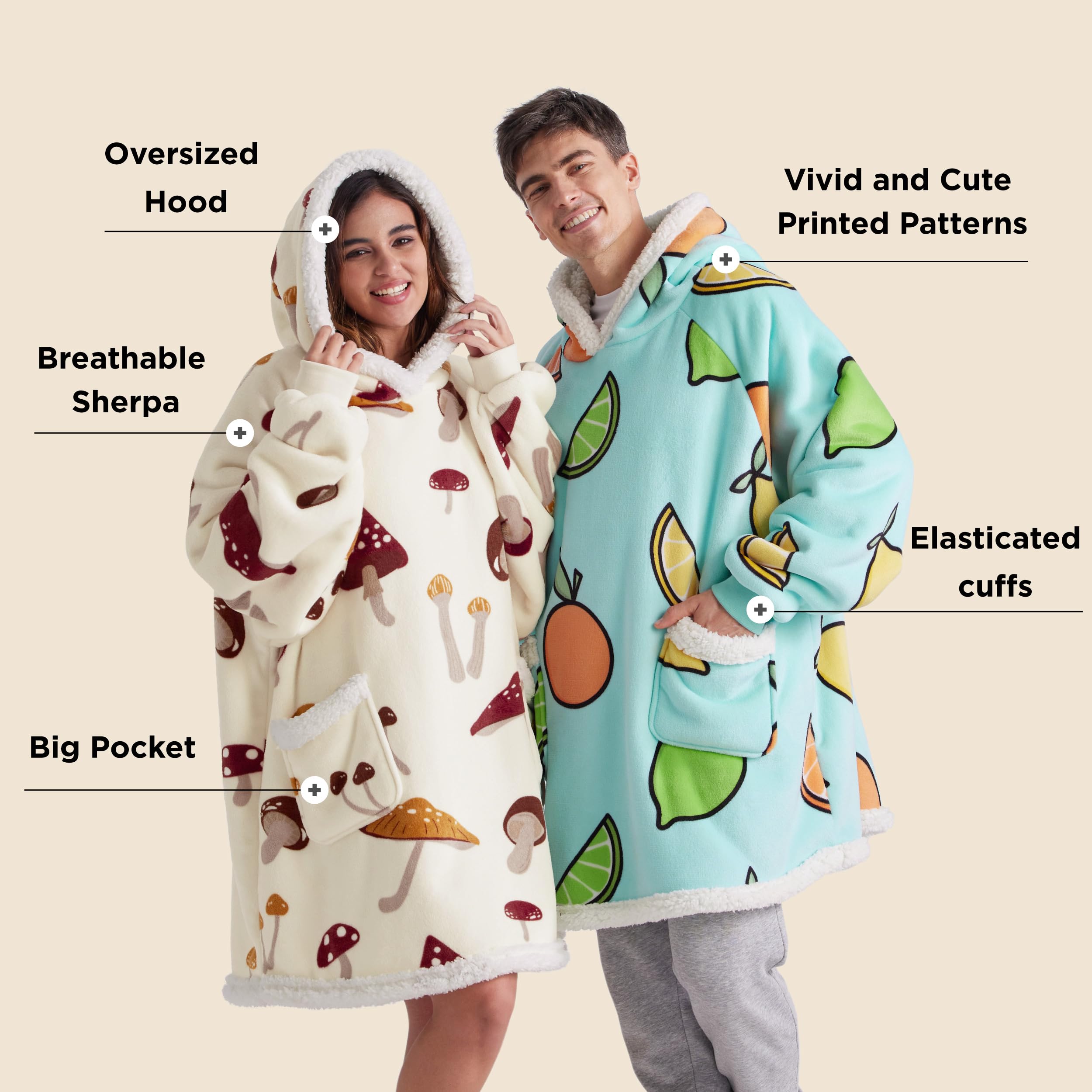 Bedsure sherpa hoodie fabric close-up showing plush softness and texture