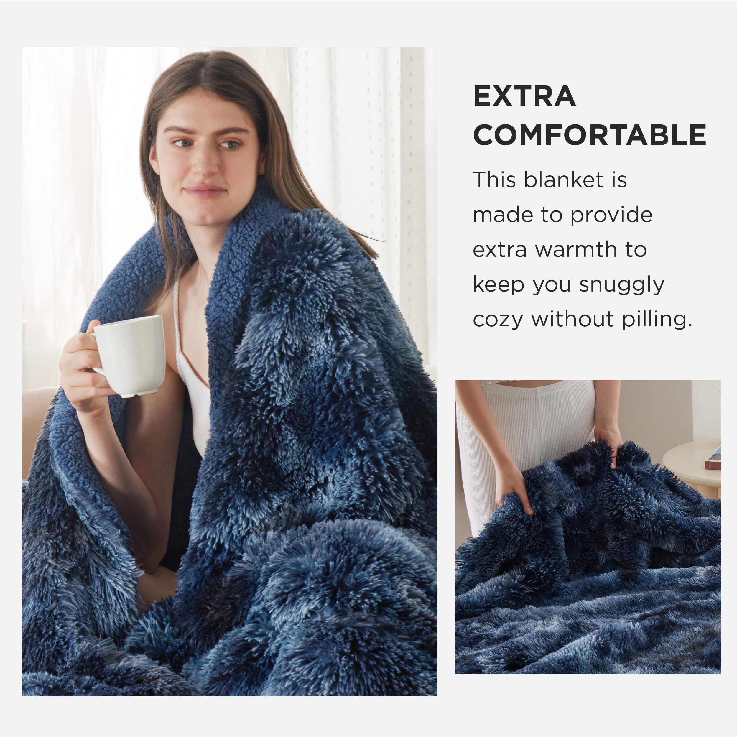 Bedsure Sherpa reverse close-up showing soft backing for gentle warmth and comfort