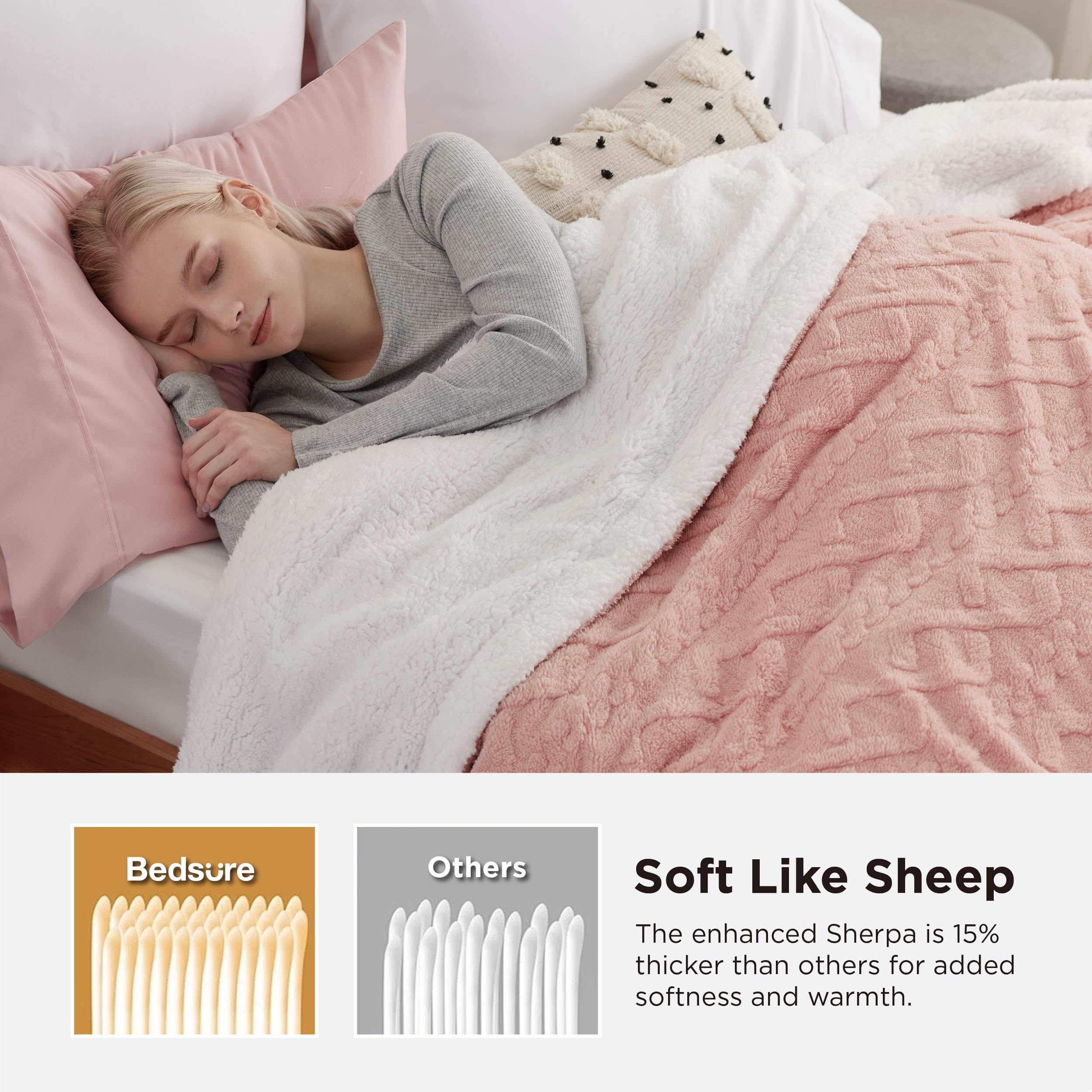 Bedsure reverse sherpa fleece texture demonstrating soft insulating pile