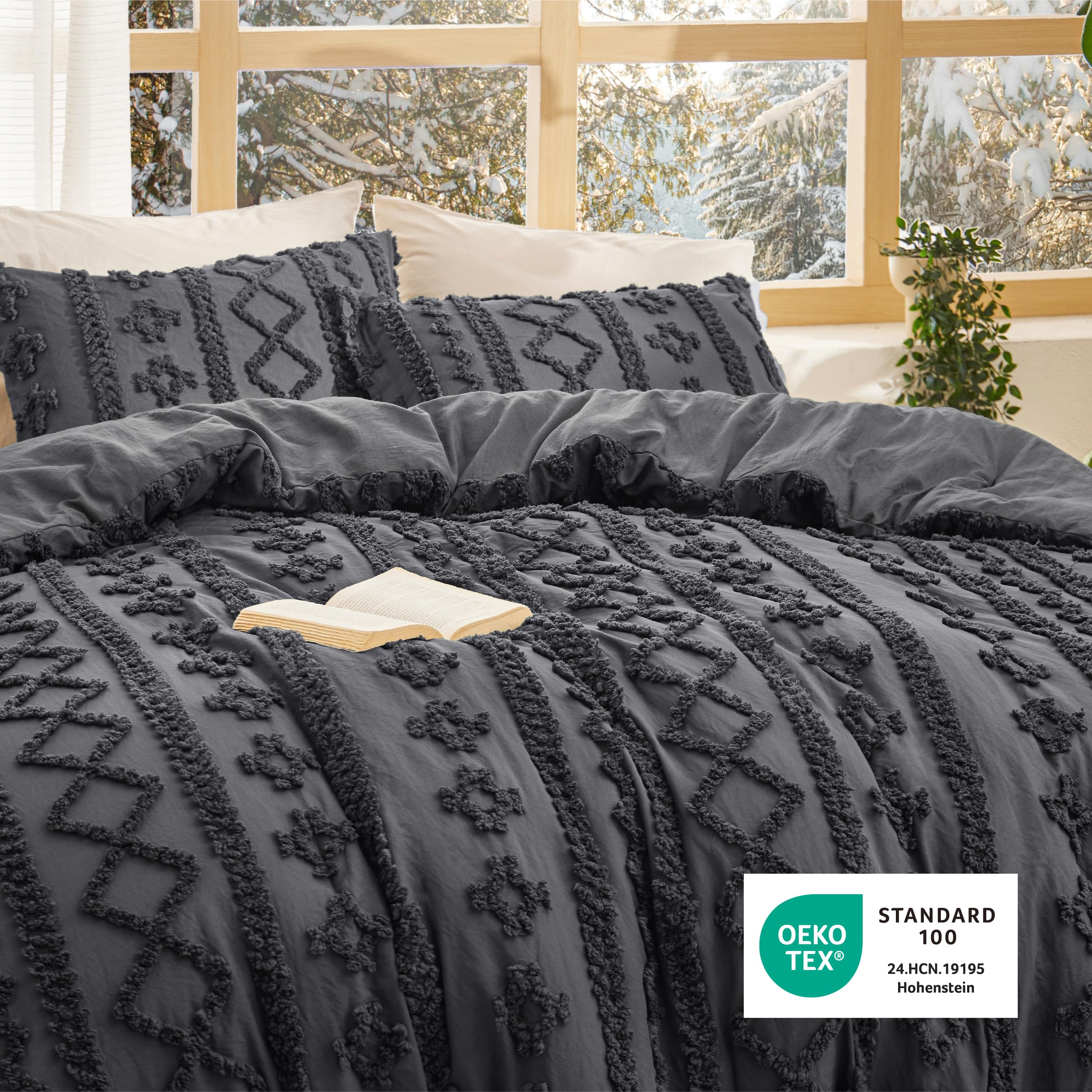 Bedsure size comparison showing comforter drape and recommended overhang for CA king