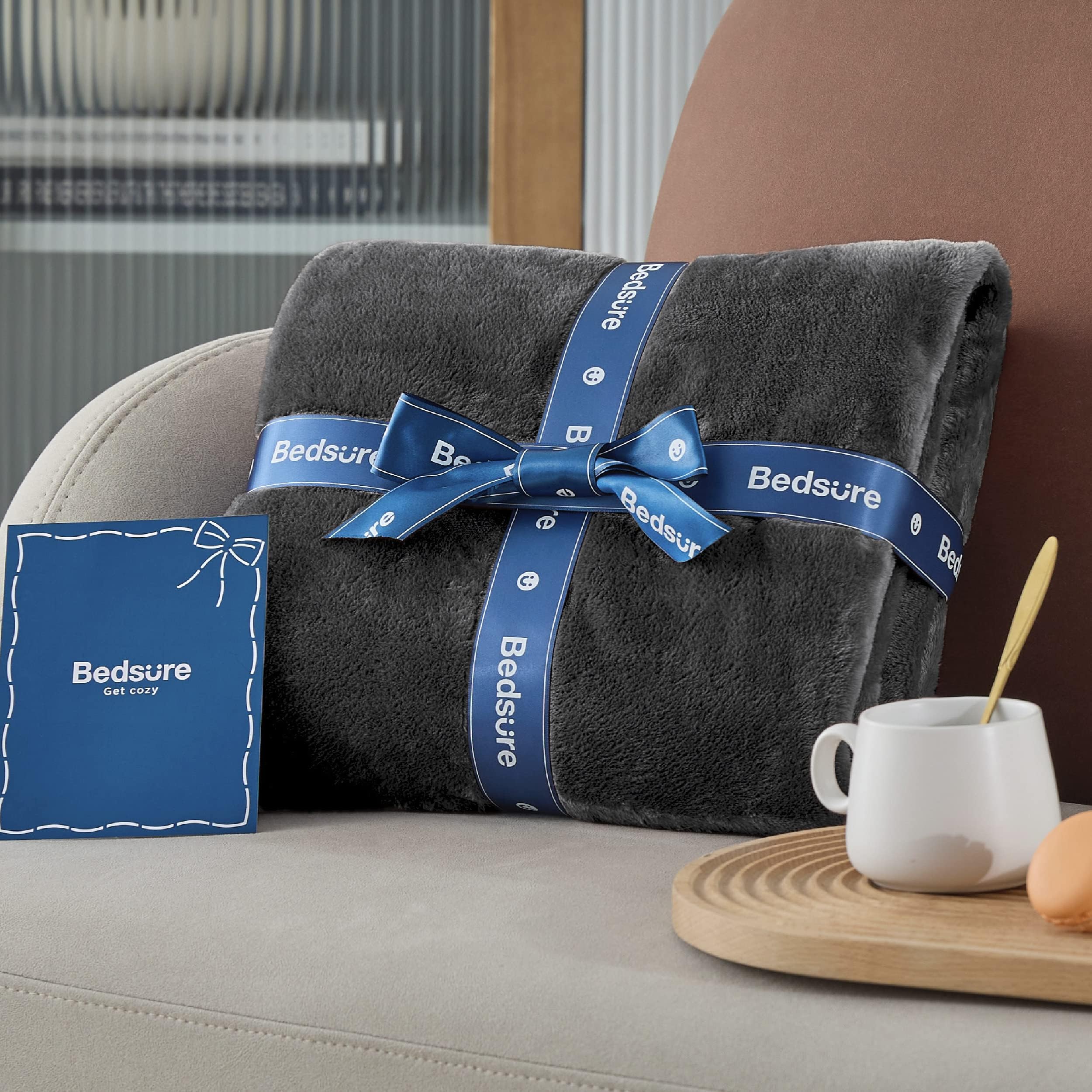 Bedsure blanket on full bed depicting generous 84 by 90 inch size