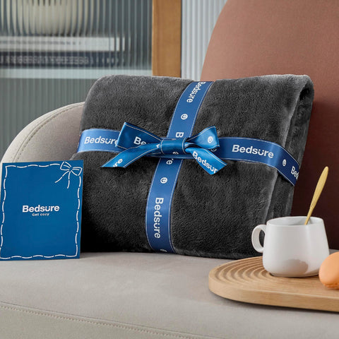Bedsure blanket on full bed depicting generous 84 by 90 inch size