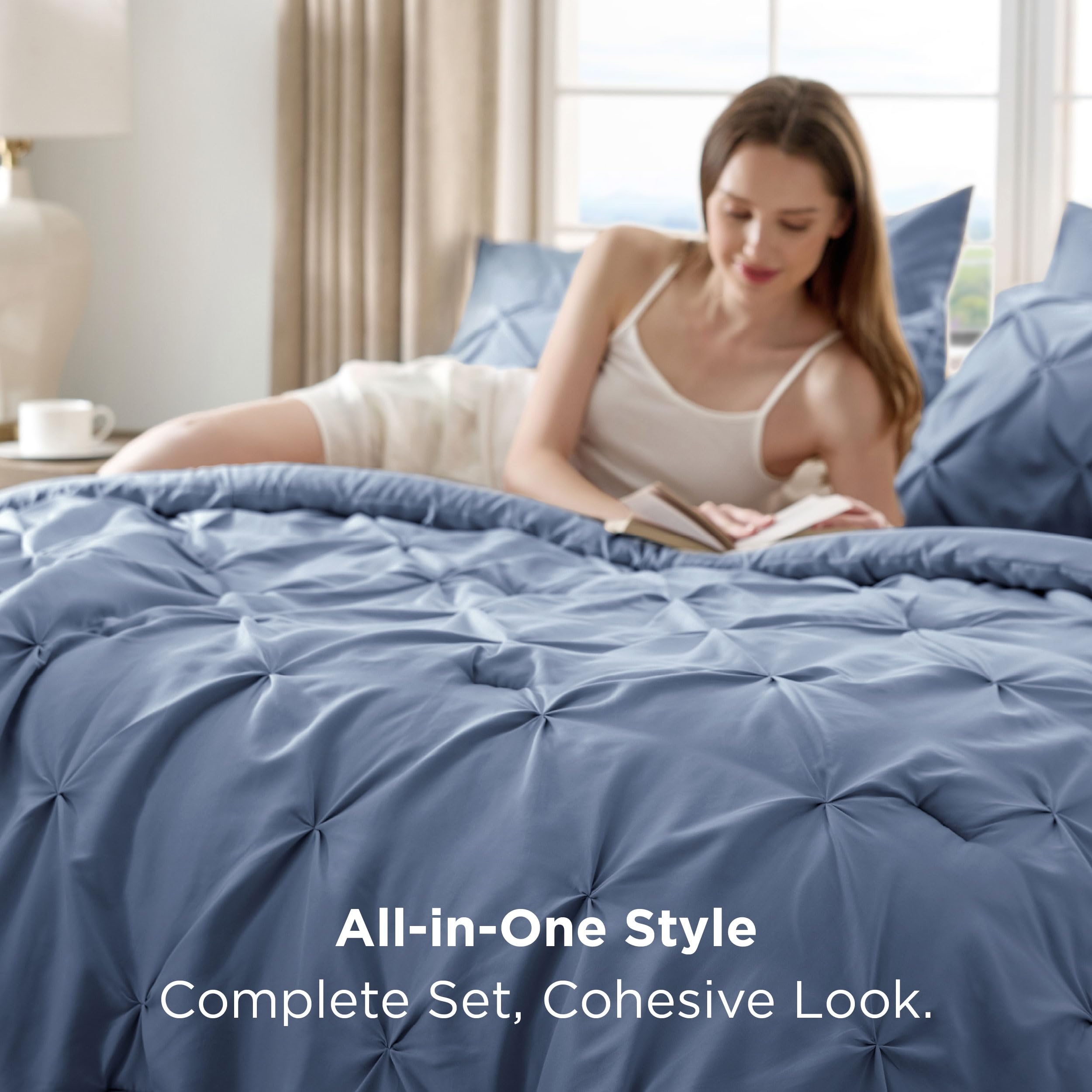 Bedsure king-size comforter on mattress showing accurate scale and coverage