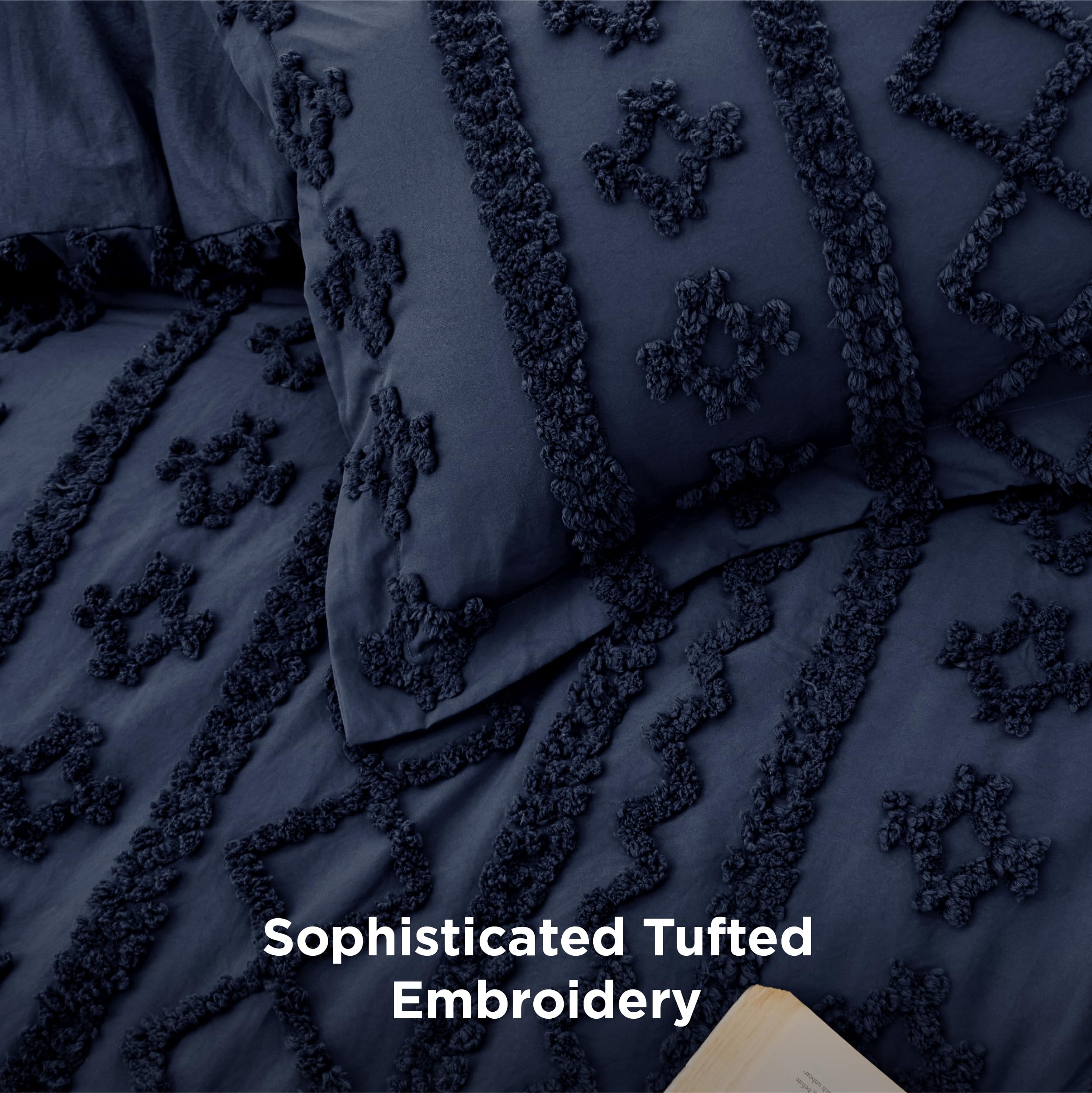 Bedsure queen-size comforter beside ruler for scale and appropriate fit benefit