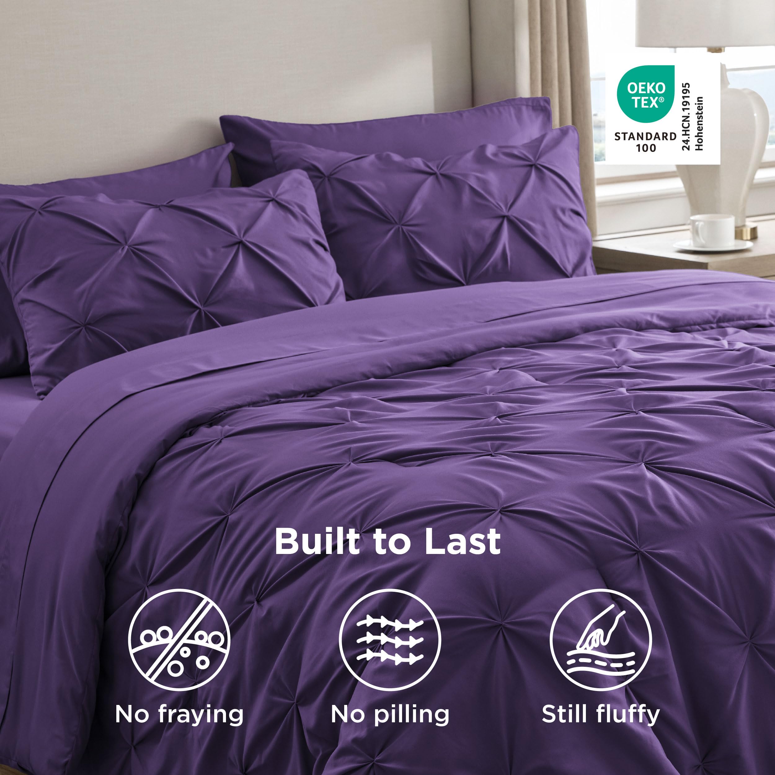 Bedsure queen-size comforter on bed with a person for scale and fit reference