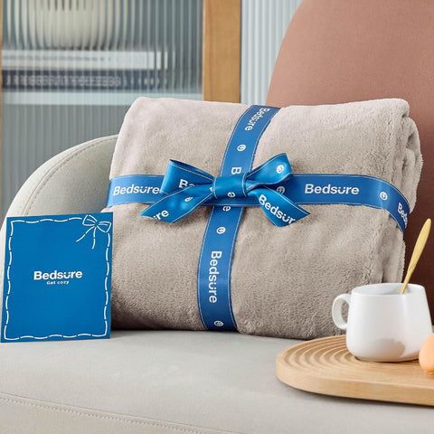 Bedsure blanket next to ruler illustrating 90x90 inch generous size