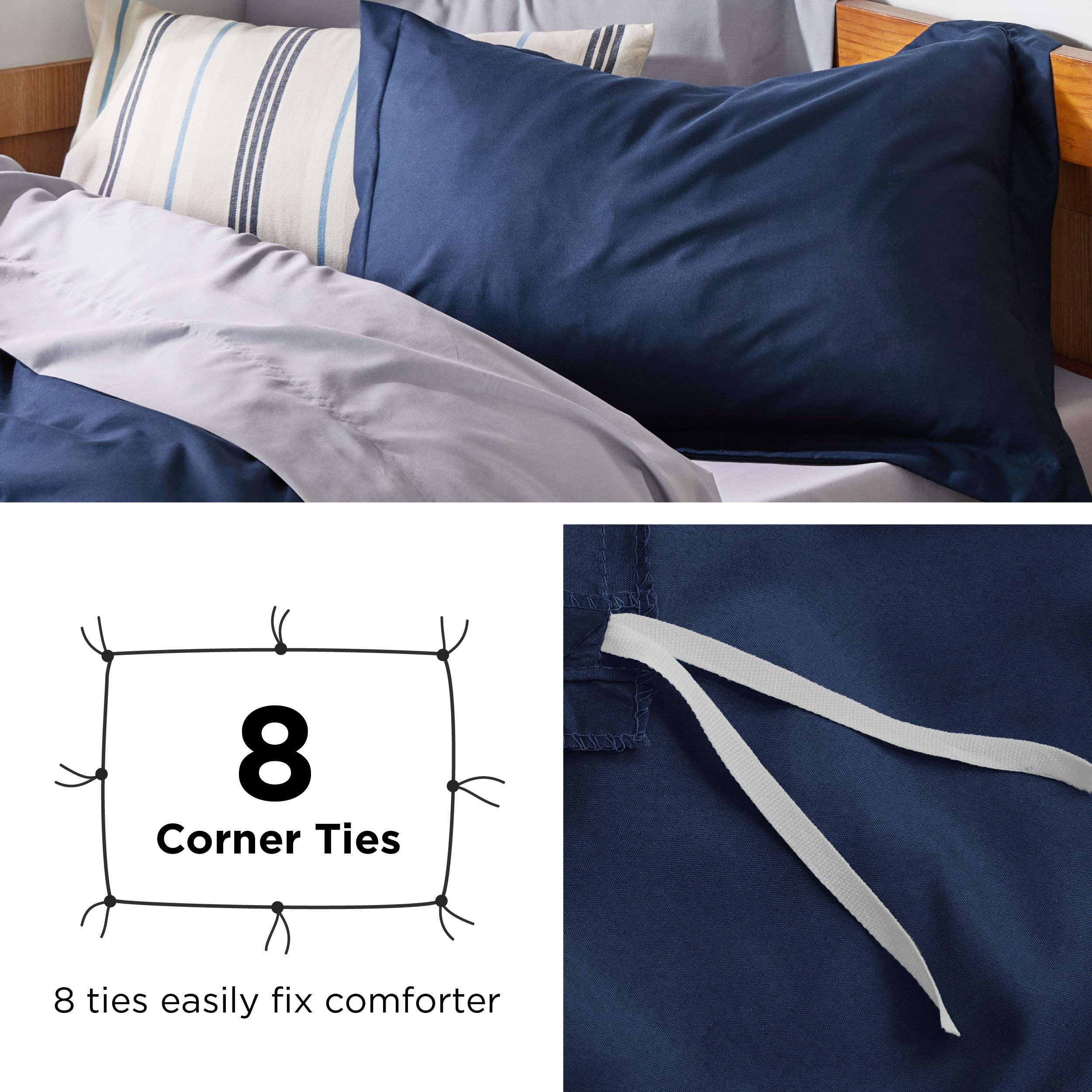 Bedsure size comparison next to ruler indicating twin/twin XL dimensions advantage