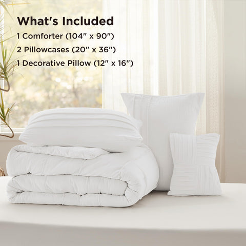 Bedsure comforter on king mattress showing full coverage and generous dimensions