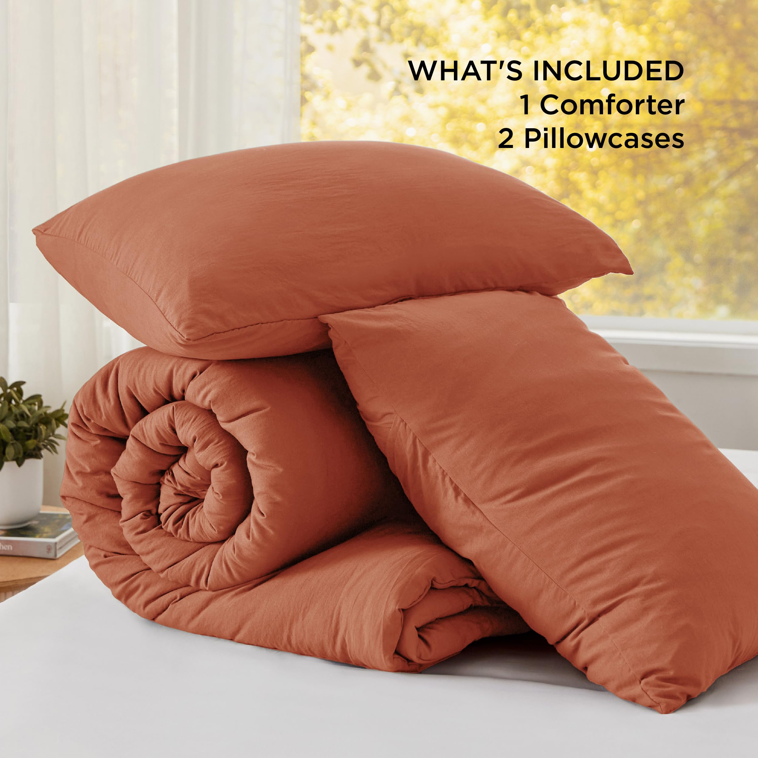 Bedsure comforter beside ruler and pillow to show 90x90 scale and generous overhang