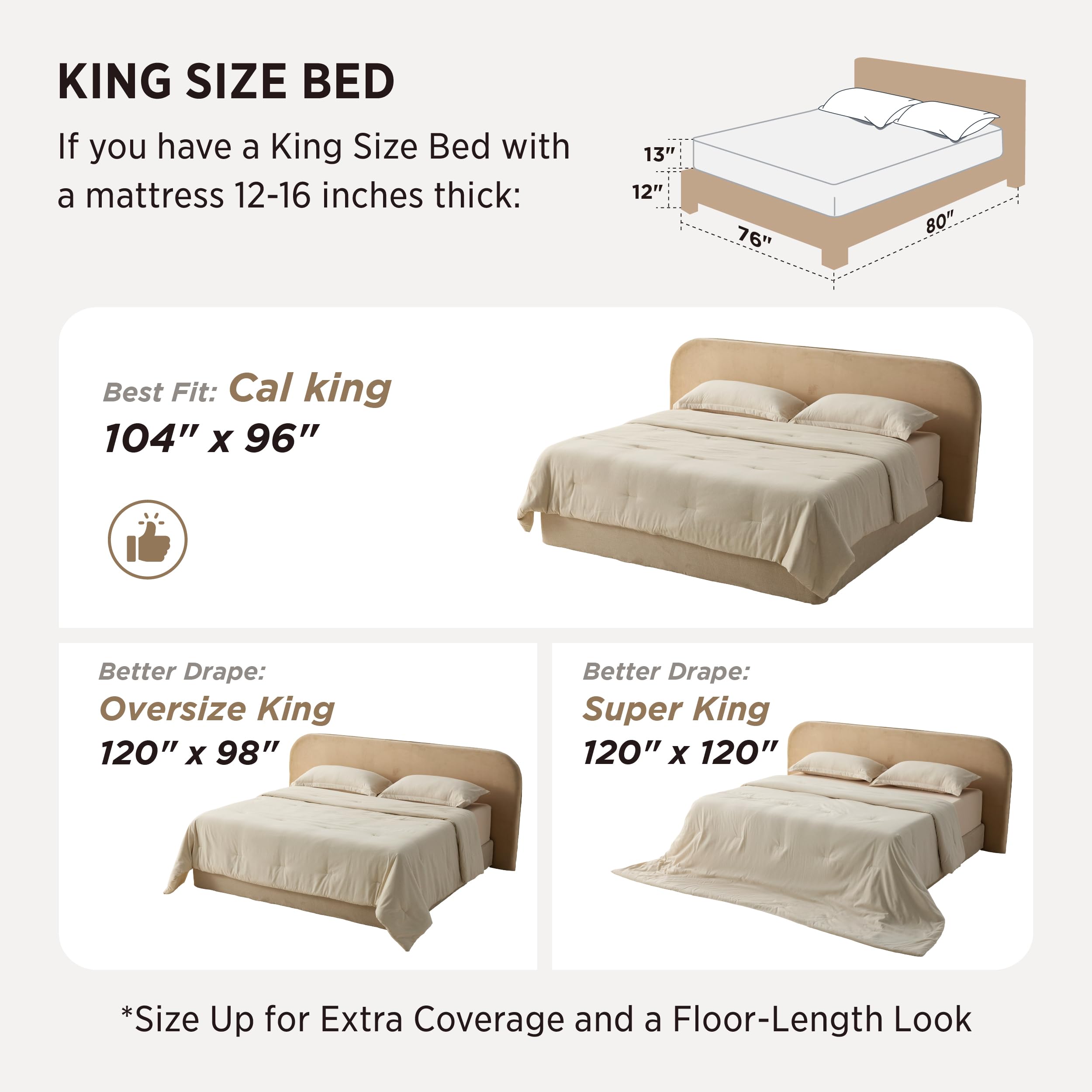 Bedsure comforter on king bed showing oversized drape for full coverage
