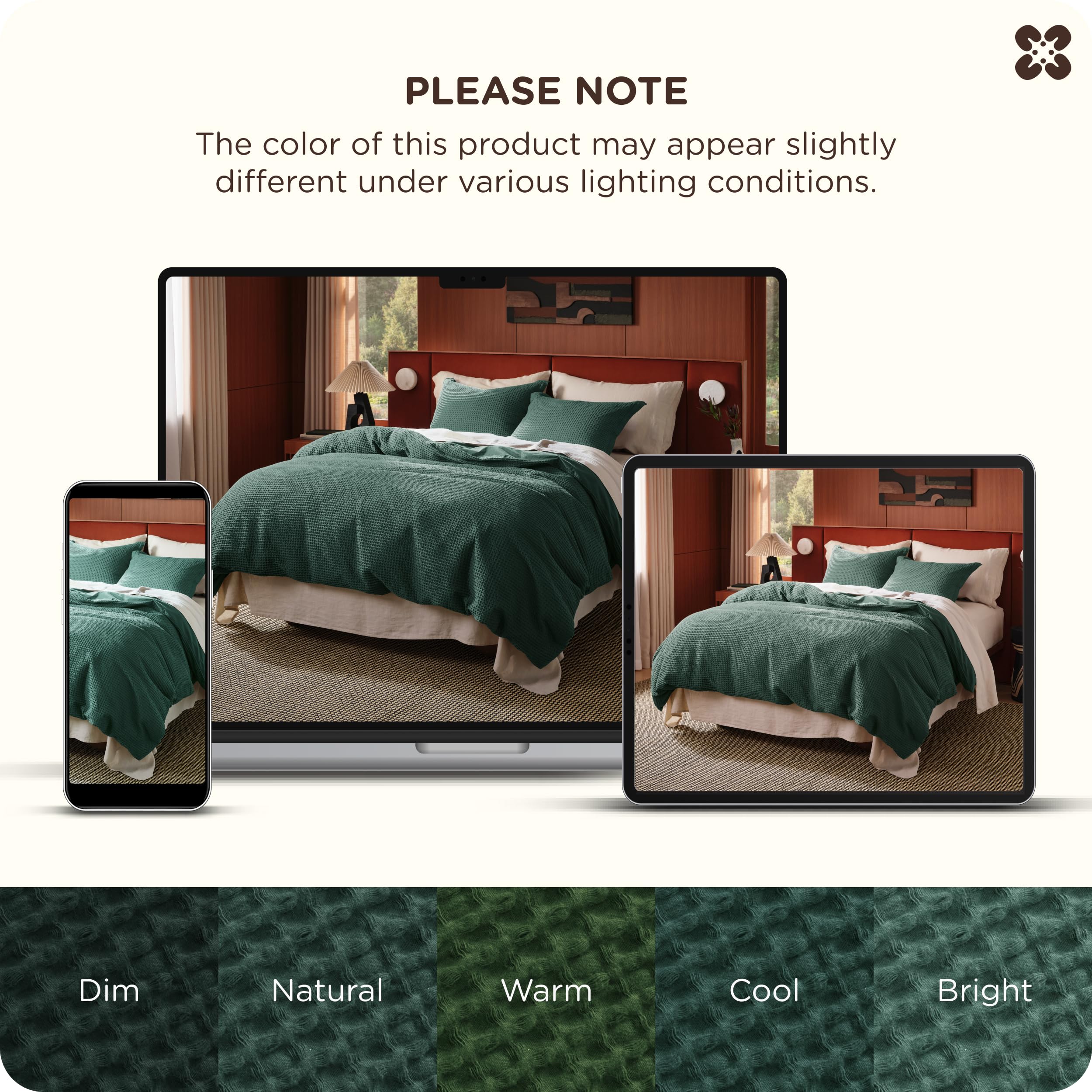 Bedsure size scale on bed demonstrating king fit and full coverage