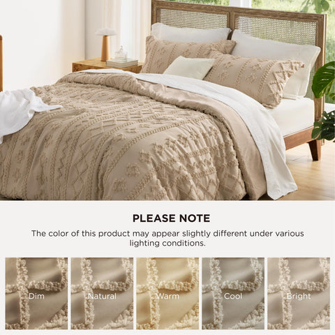 Bedsure comforter on king frame for scale showing generous coverage