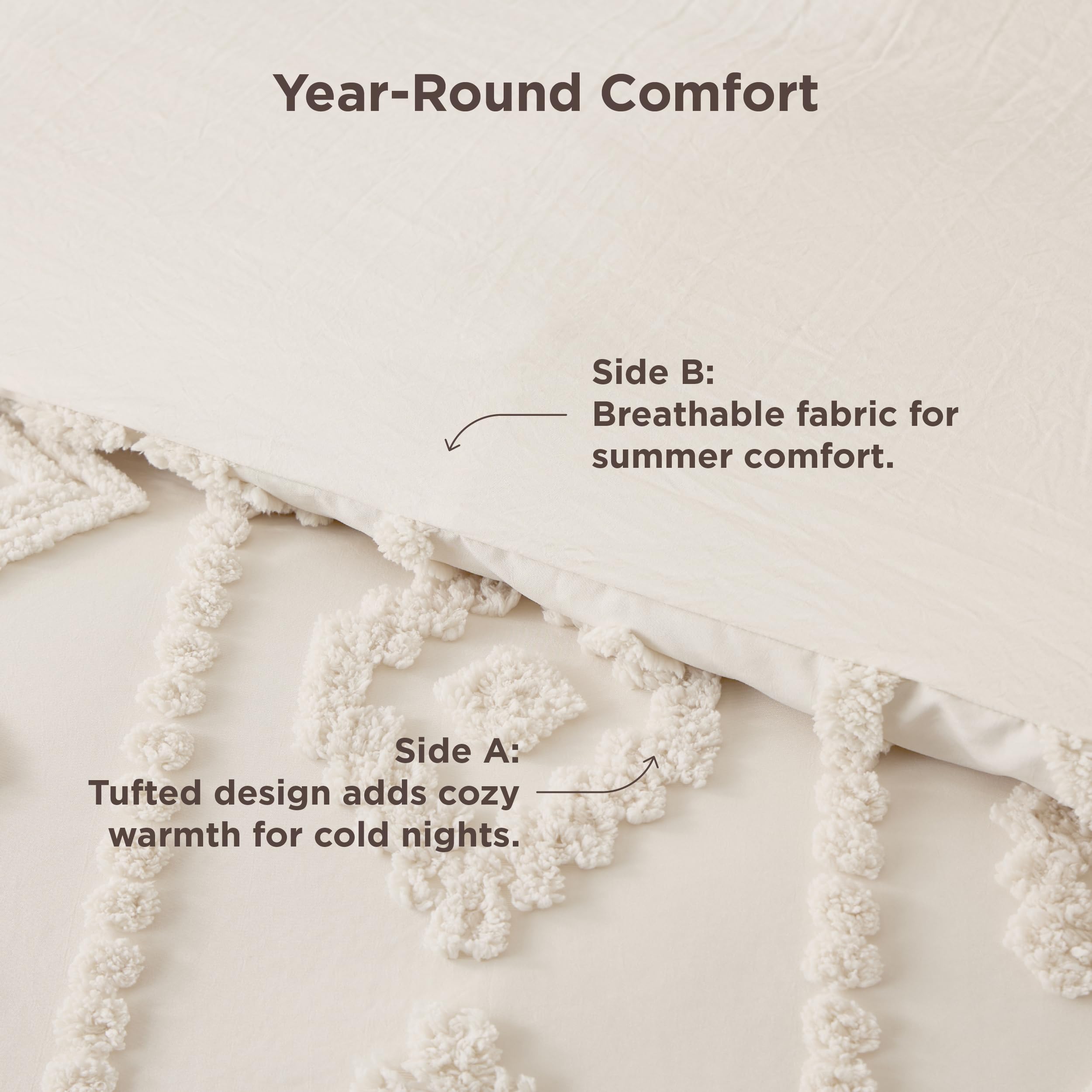 Bedsure comforter on queen bed showing full-size coverage benefit