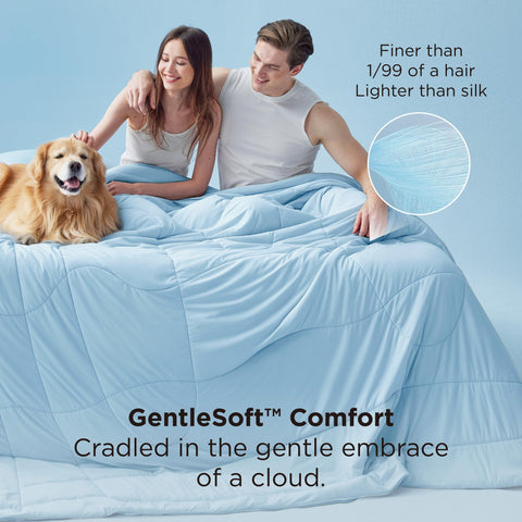 Bedsure comforter next to ruler showing 88x88 inch queen scale and coverage