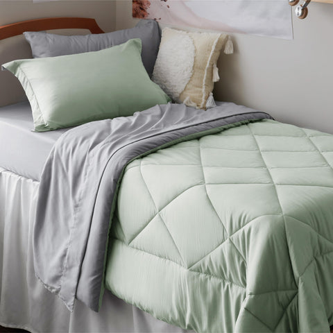 Bedsure set on a Twin XL mattress to illustrate correct size and proportion