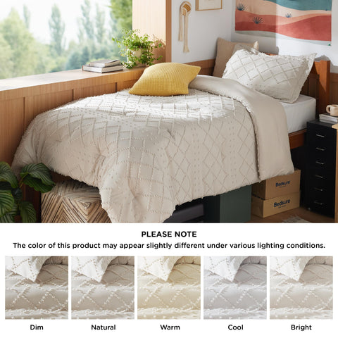 Bedsure comforter beside ruler showing twin XL scale for correct fit