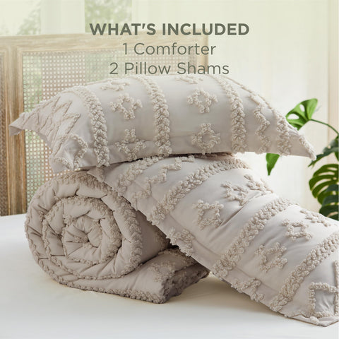 Bedsure comforter on queen bed to show full-size coverage and drape