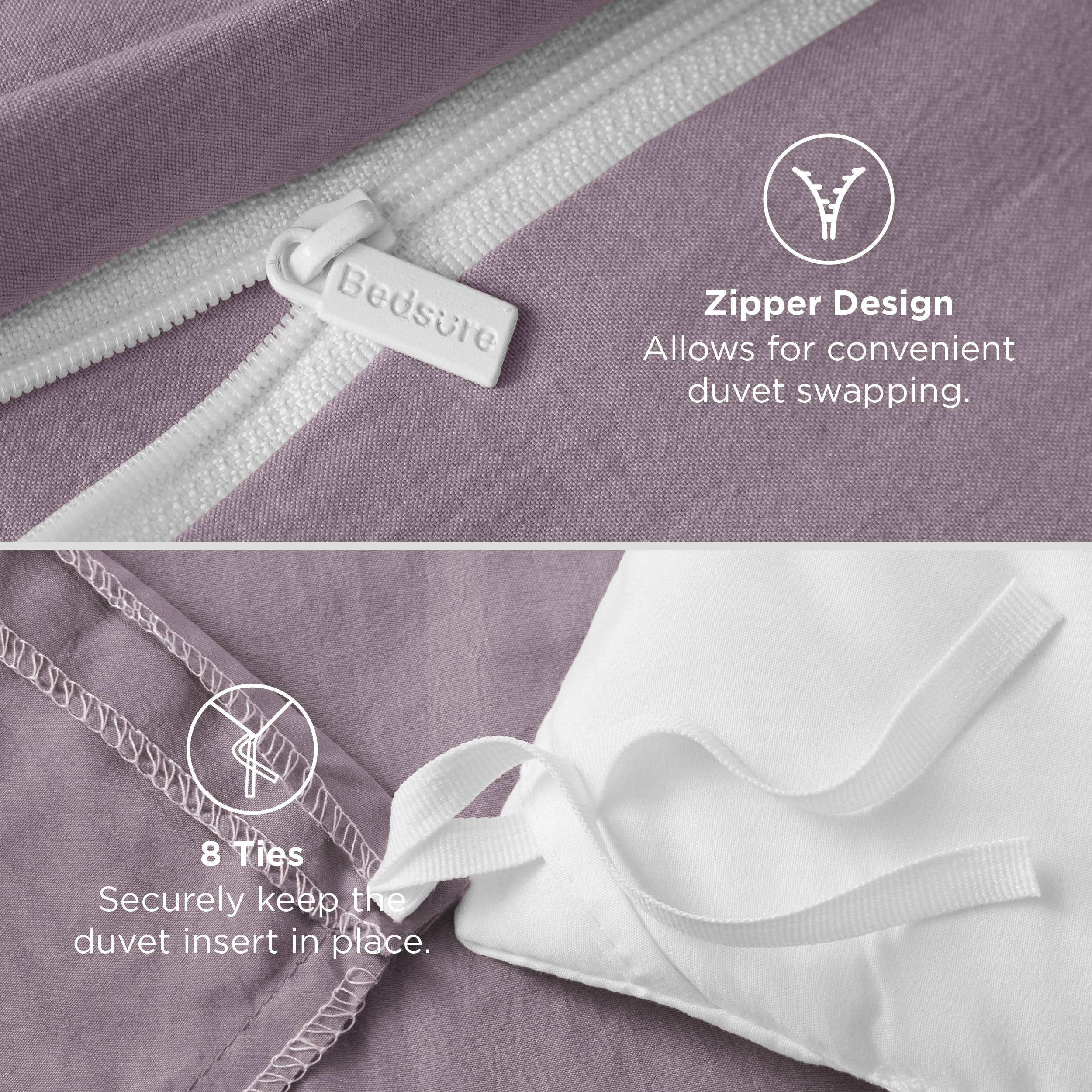 Bedsure duvet cover next to ruler showing queen dimensions and scale for sizing clarity