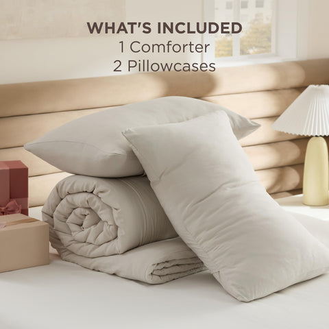 Bedsure comforter size comparison with full mattress illustrating generous coverage