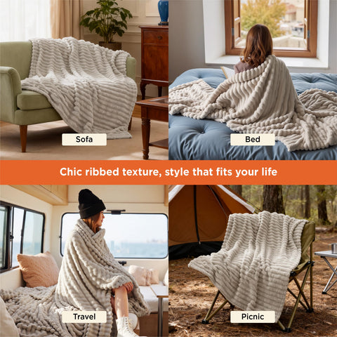 Bedsure throw draped on couch showing cozy living-room ambiance benefit