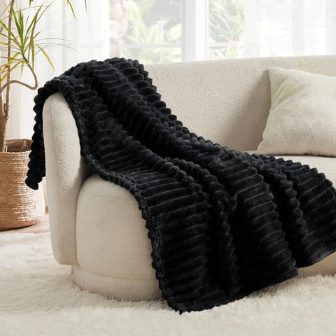 Bedsure folded throw on shelf highlights neat storage and quick access