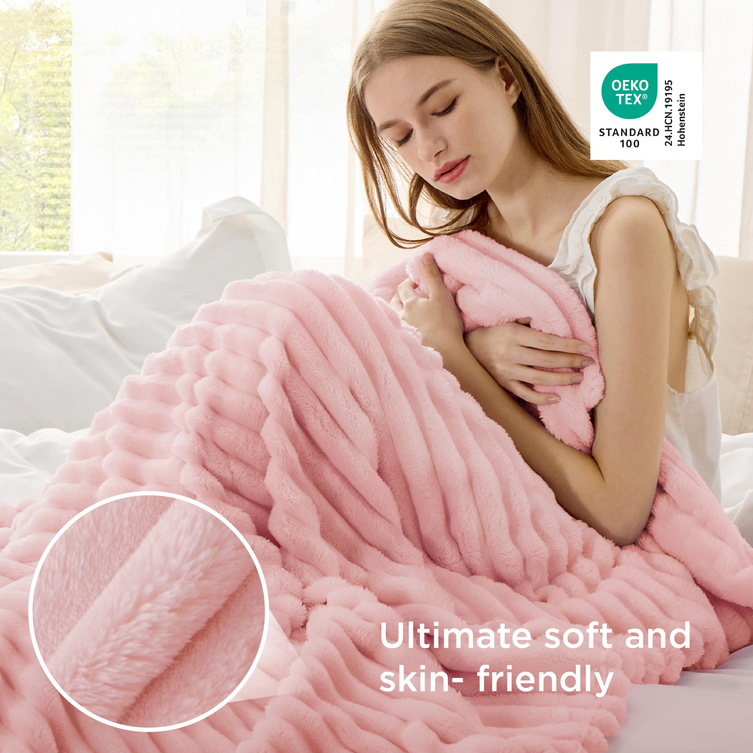 Bedsure styled on sofa demonstrating cozy couch decor and warmth