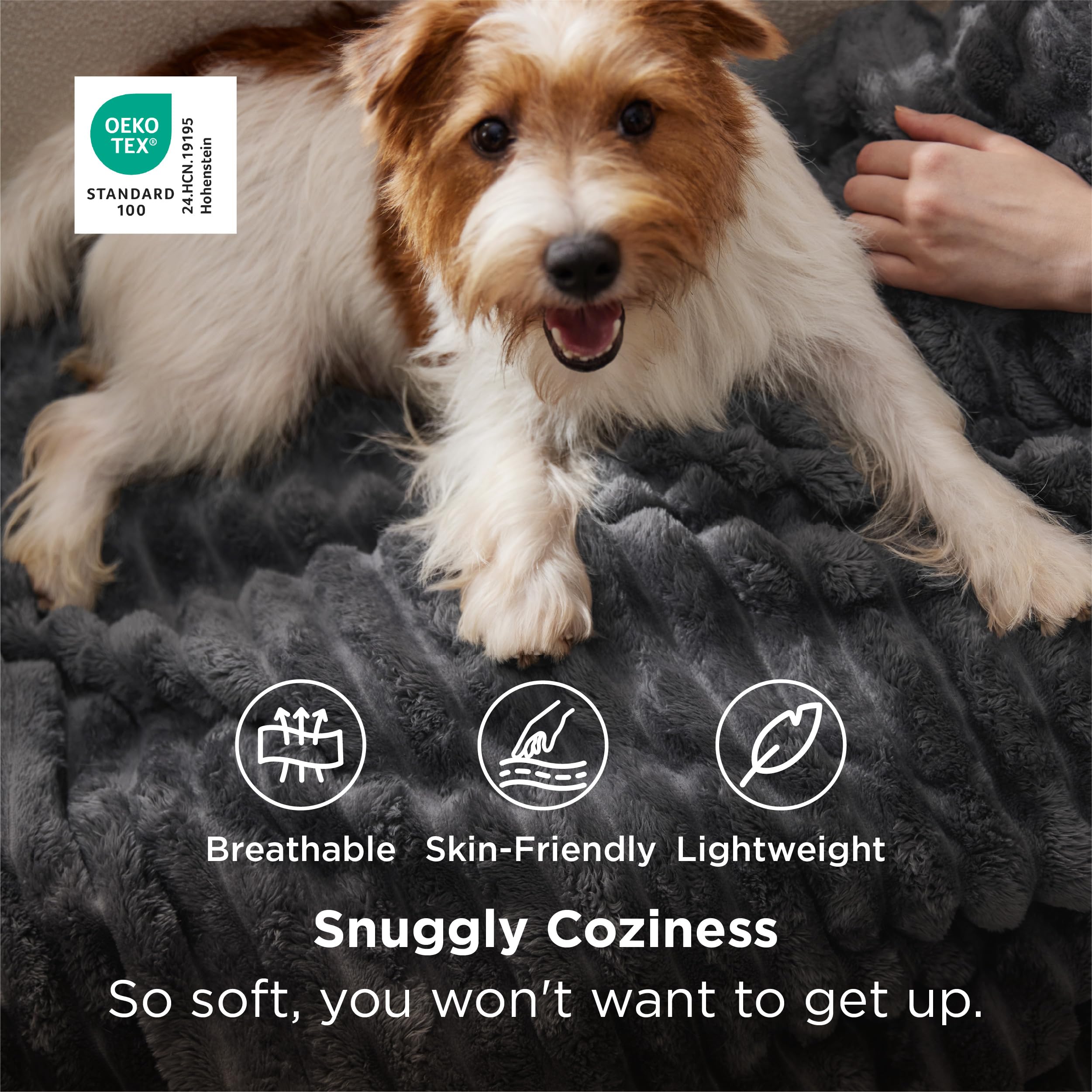 Bedsure throw draped on couch adding neutral decor and instant warmth