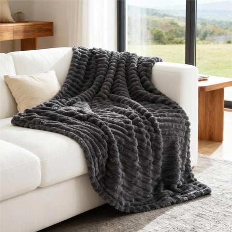 Bedsure throw beside ruler illustrating 50x60 size for proper scale
