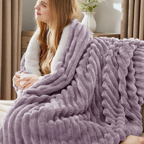 Bedsure close-up of microfleece texture highlighting soft touch and comfort