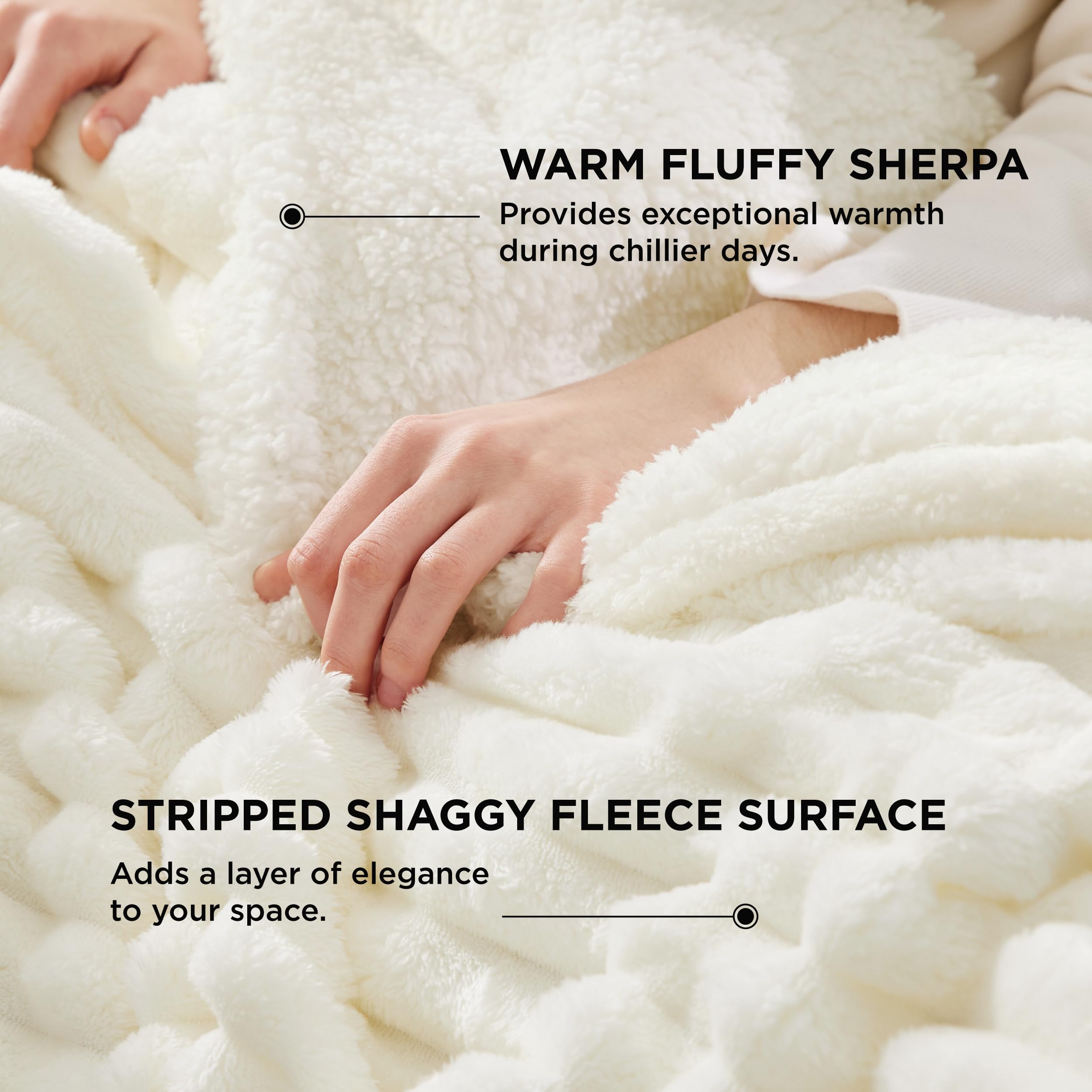 Bedsure sherpa back detail showing thick faux-shearling warmth