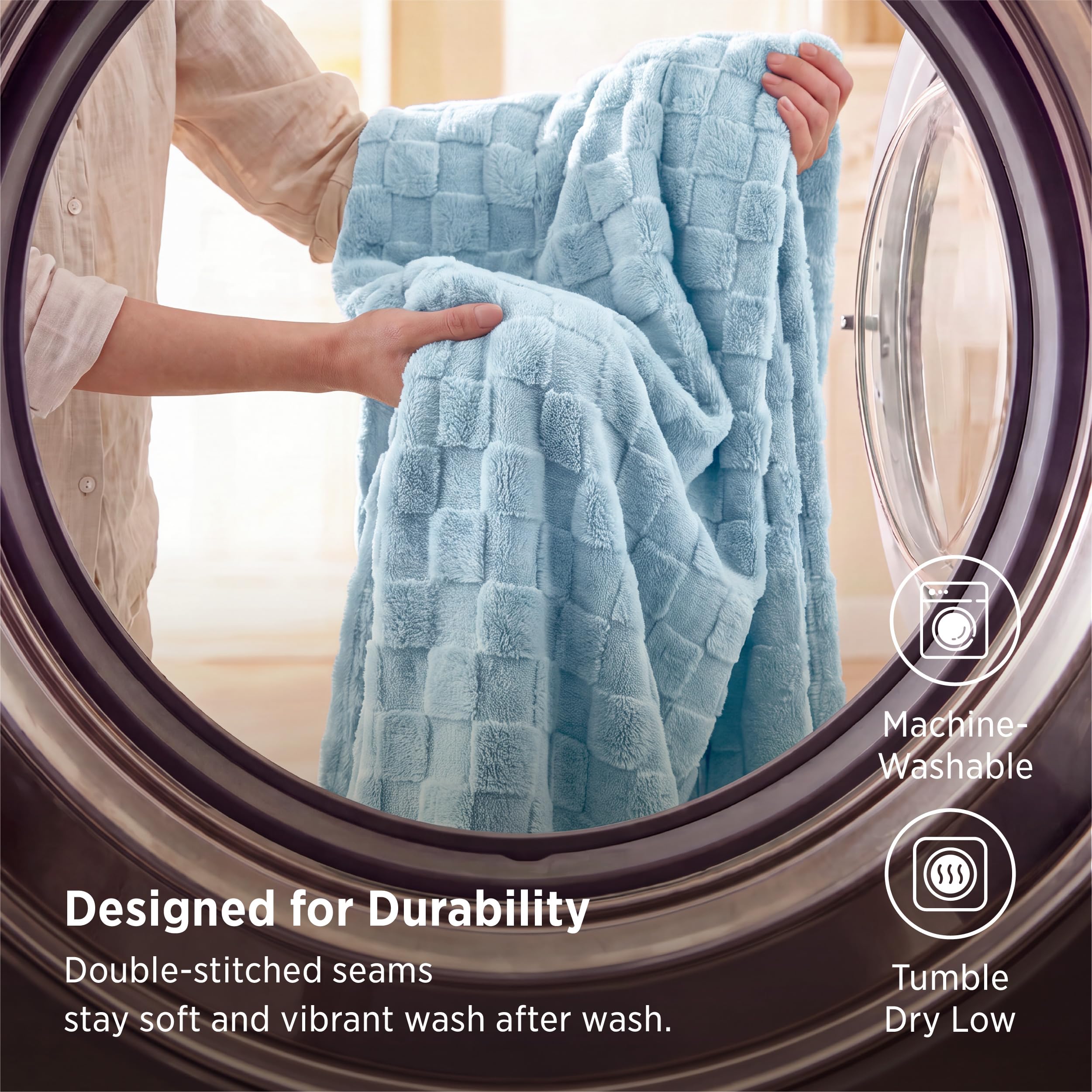 Bedsure stitched edge detail emphasizing durability and long-lasting construction