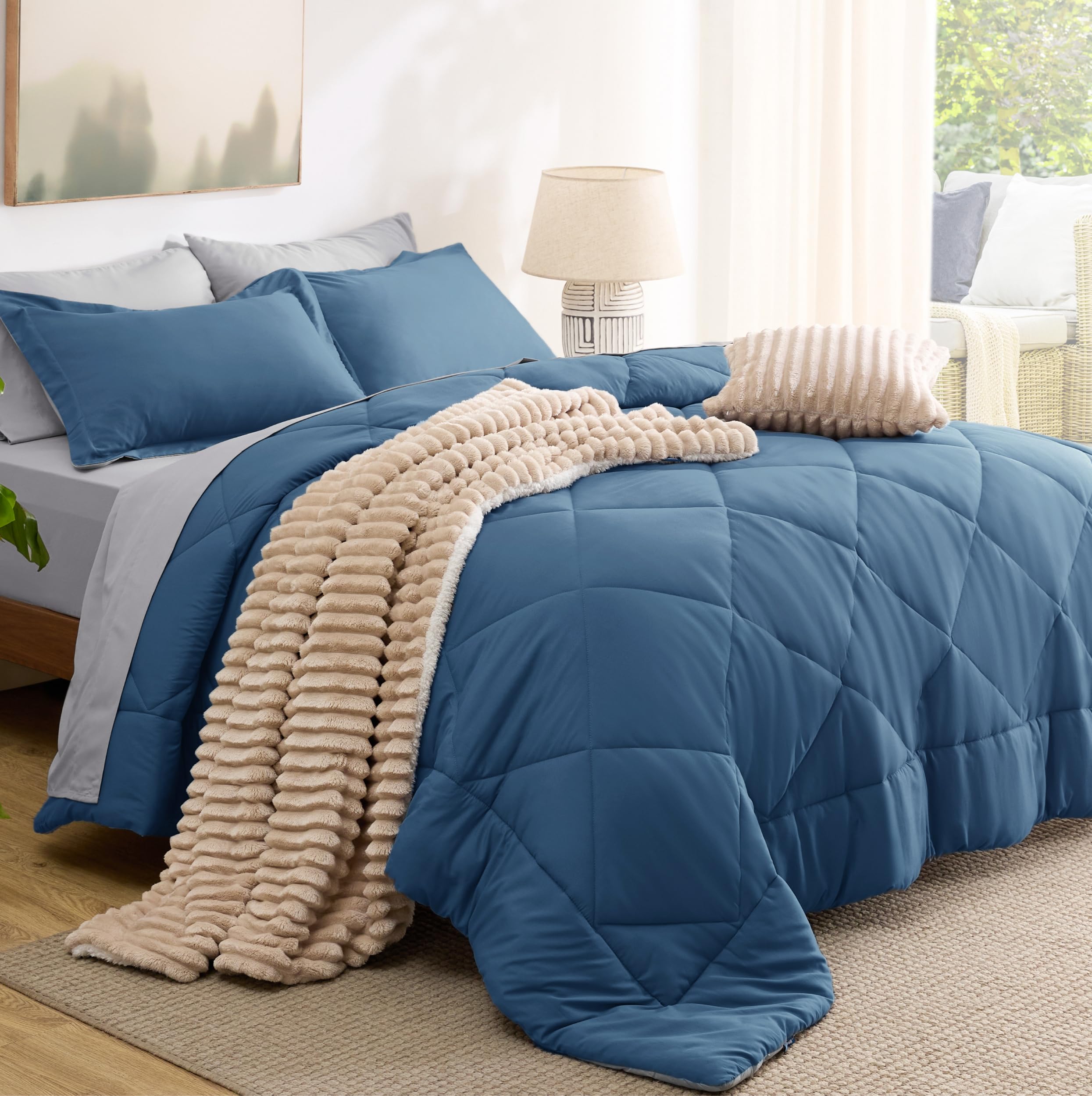 Bedsure styled bedroom showing the set in use and a cozy organized sleep space