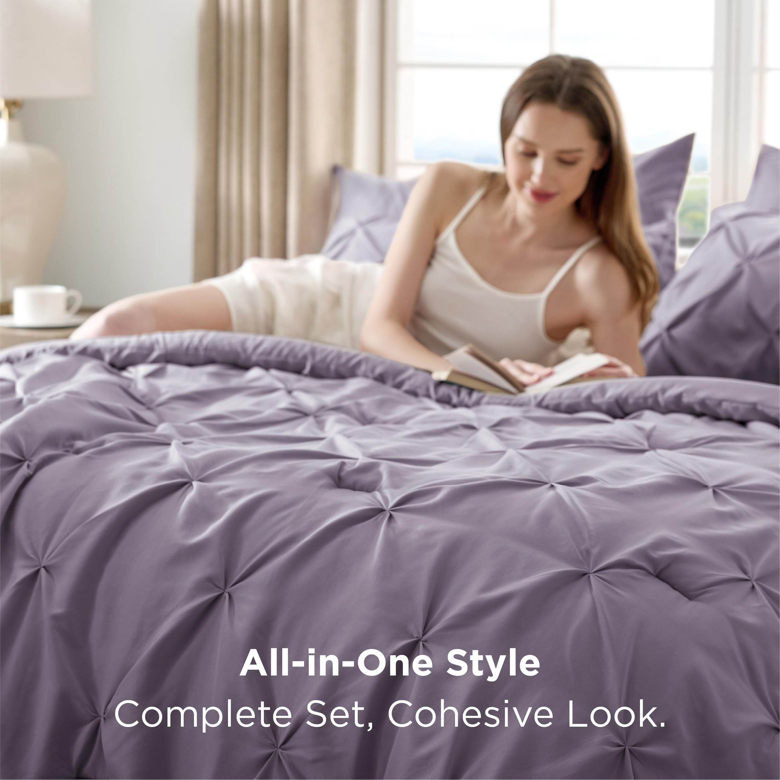 Bedsure bed styled in bedroom showcasing instant room transformation