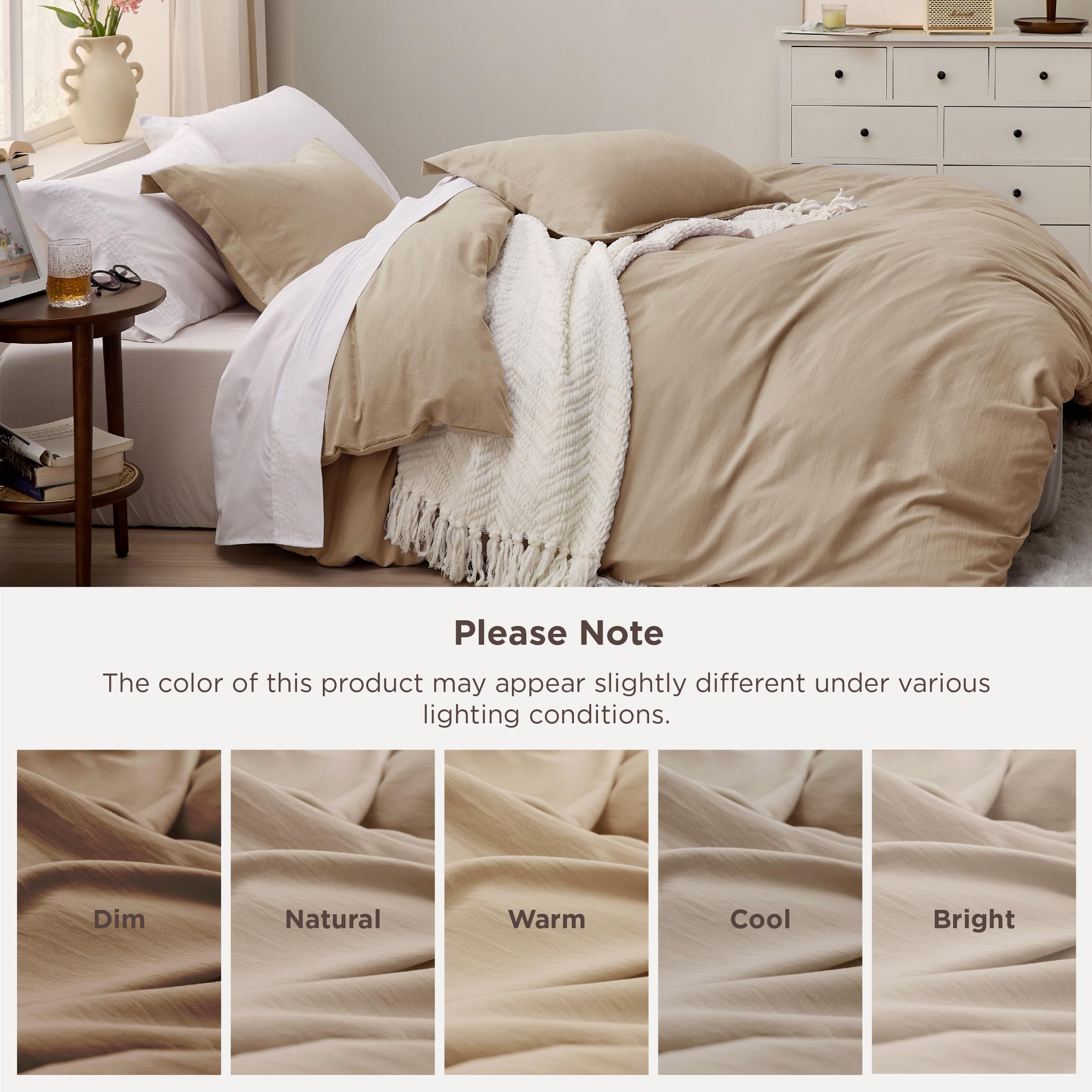 Bedsure styled on queen bed in a bedroom showing easy coordination with decor