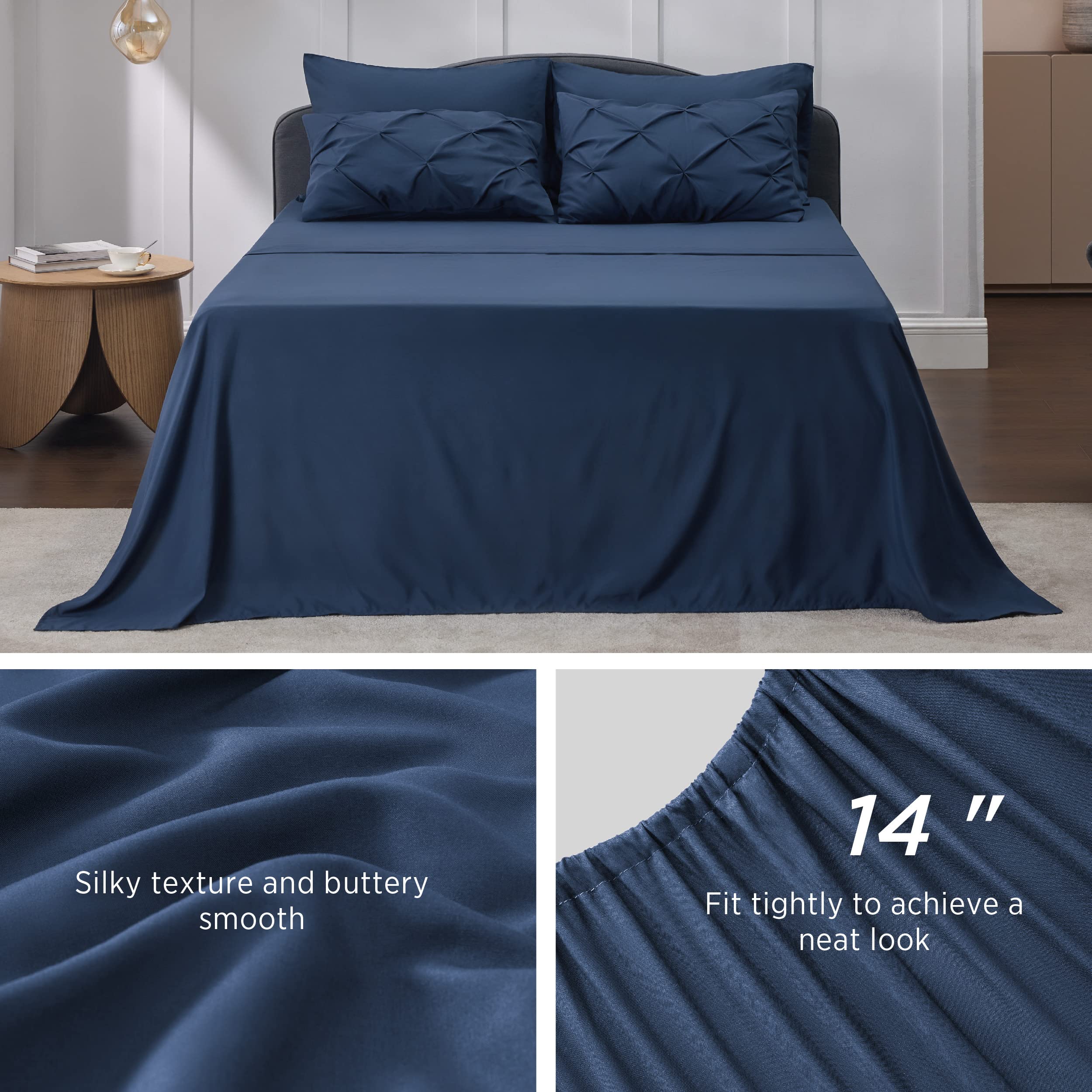 Bedsure label and seam stitching close-up, demonstrates durable construction