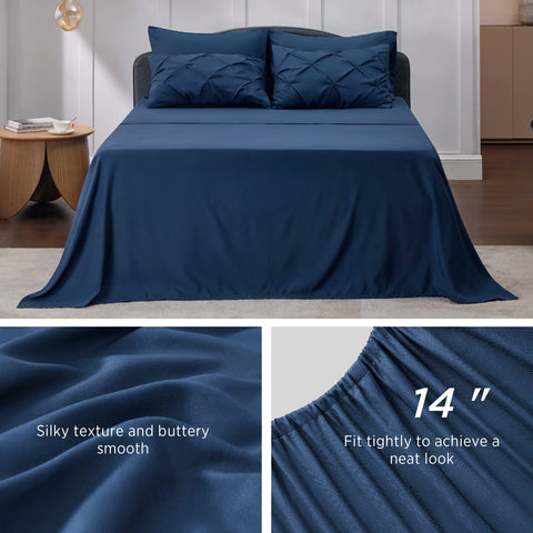 Bedsure label and seam stitching close-up, demonstrates durable construction