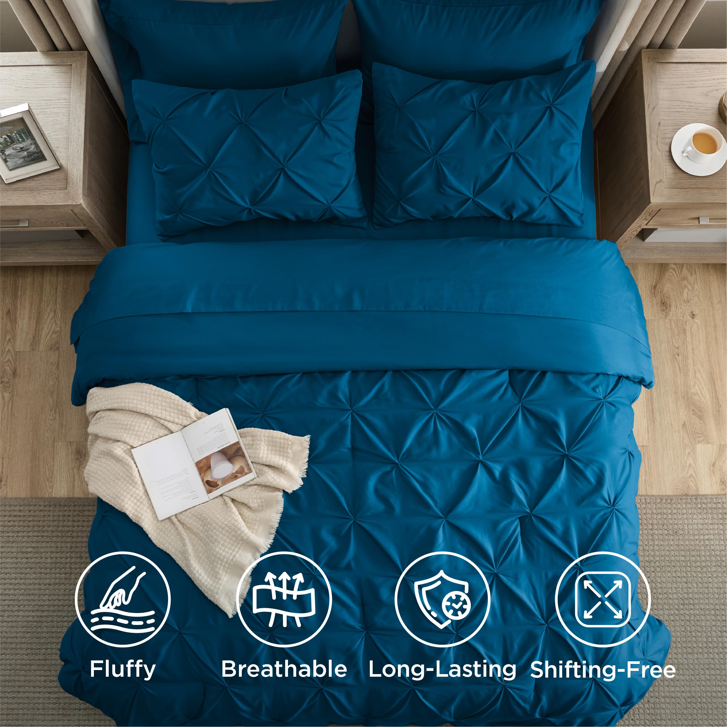 Bedsure comforter loft shot showing plush down-alternative fill and cozy warmth