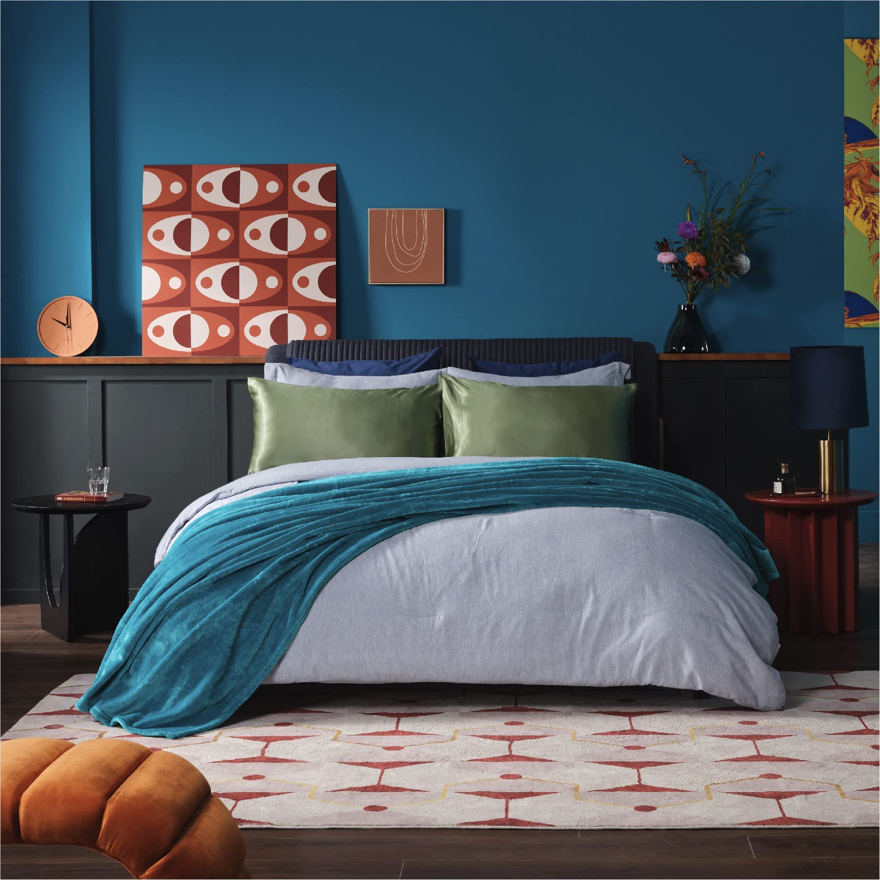 Bedsure blanket next to ruler showing 108x90 inch scale for sizing clarity