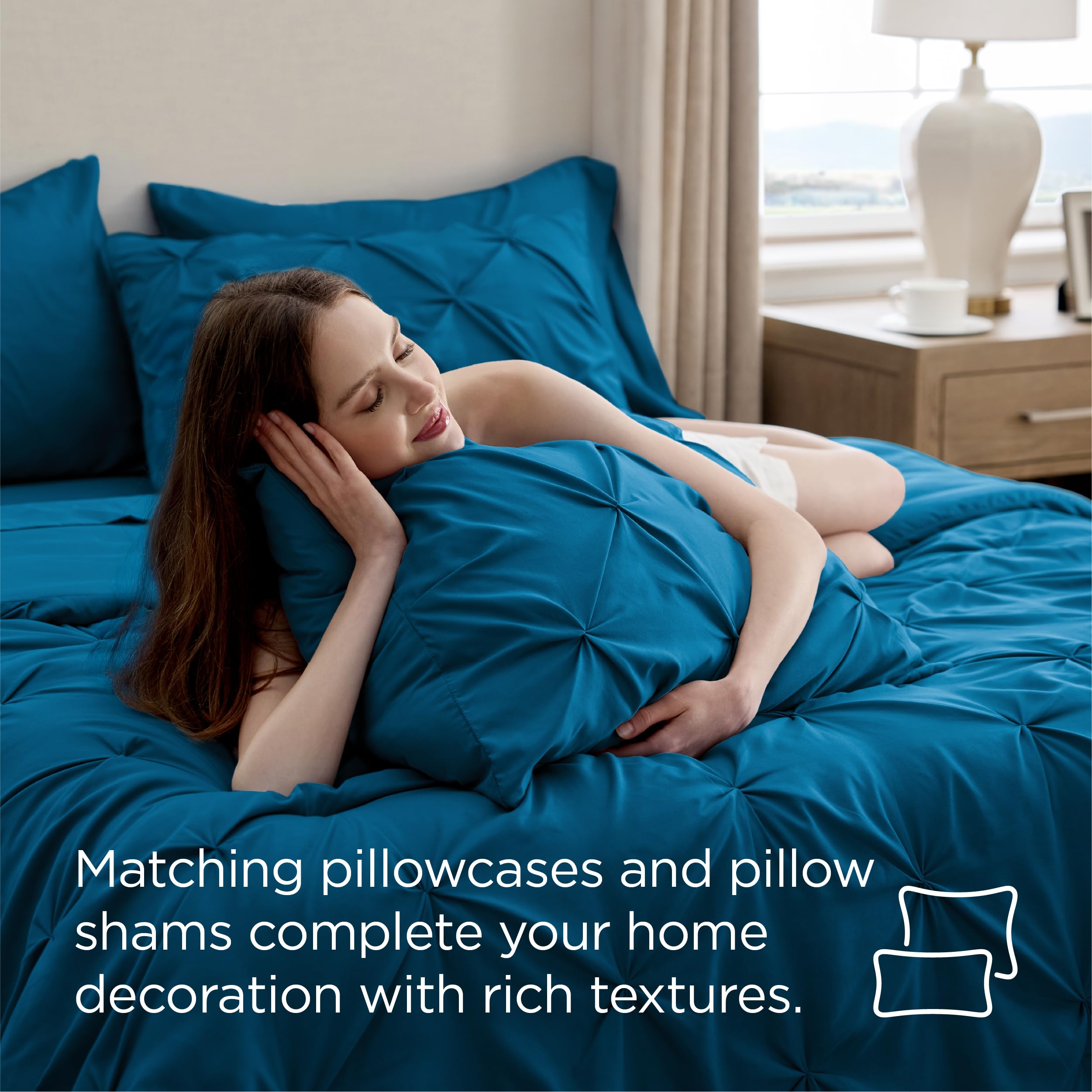 Bedsure pillow shams detailed shot illustrating matching design and supportive look