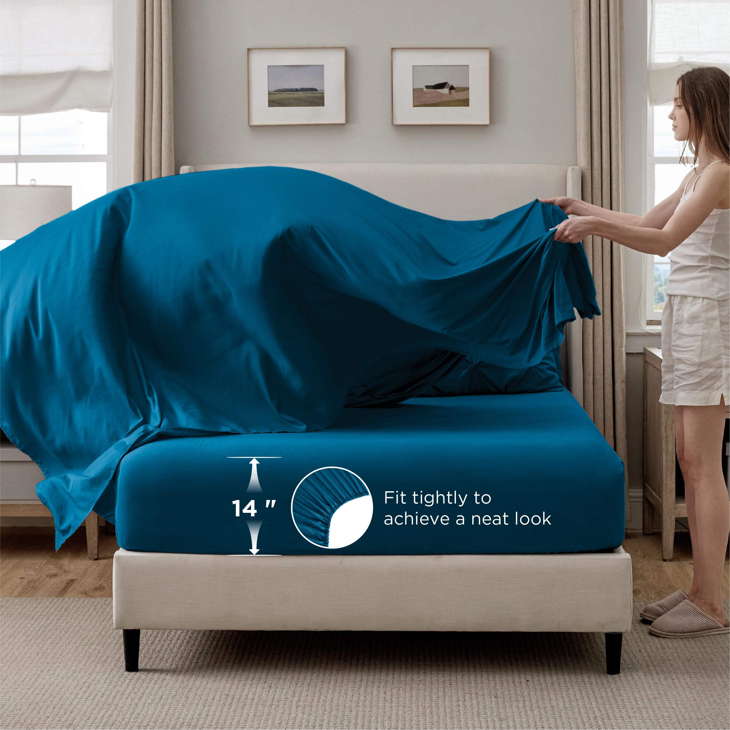 Bedsure pillowcase and decorative sham detail highlighting pinch-pleat elegance