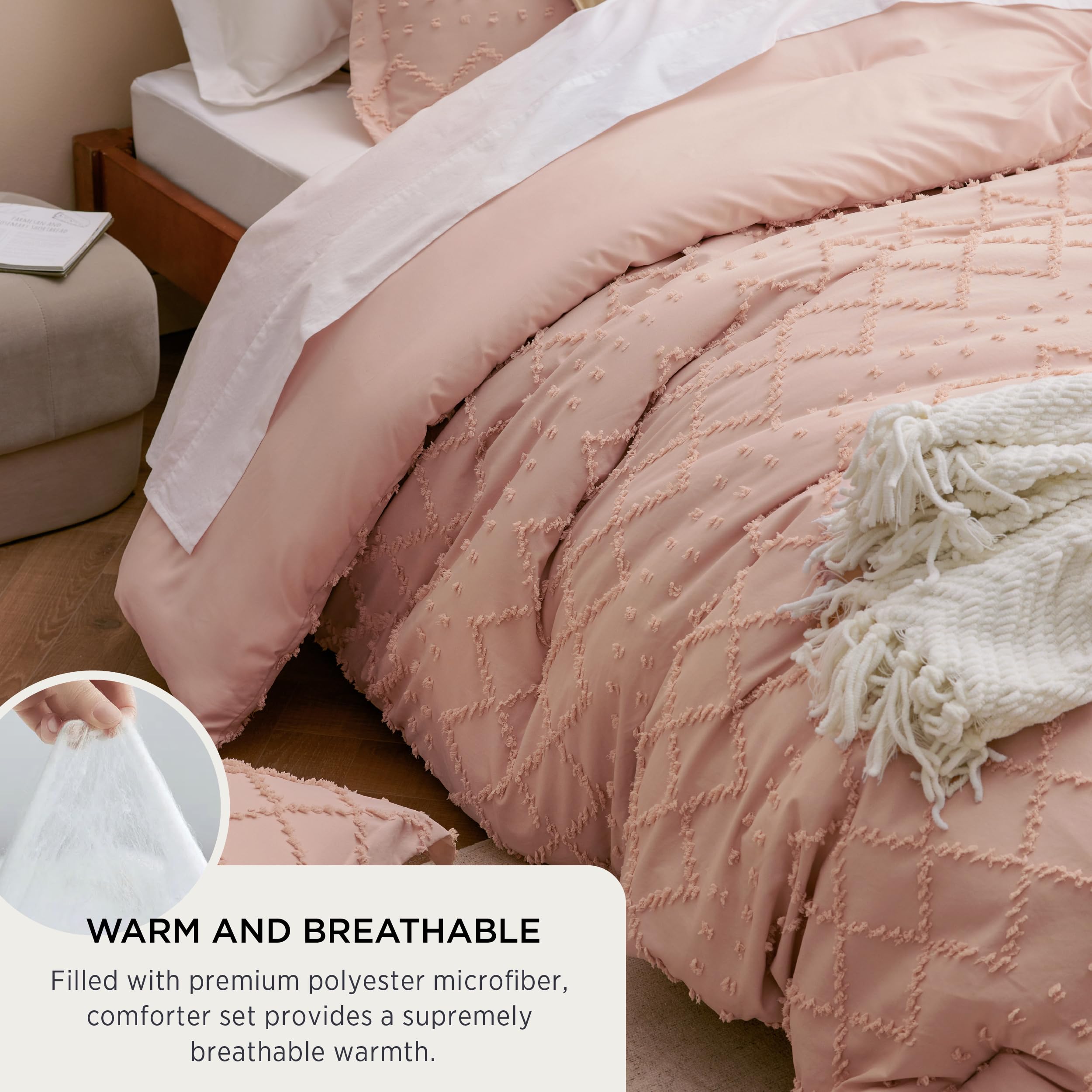 Bedsure brushed microfiber texture close-up demonstrates soft, quiet feel benefit