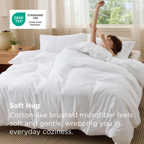 Bedsure close-up of double-brushed texture highlighting soft, cozy fabric feel
