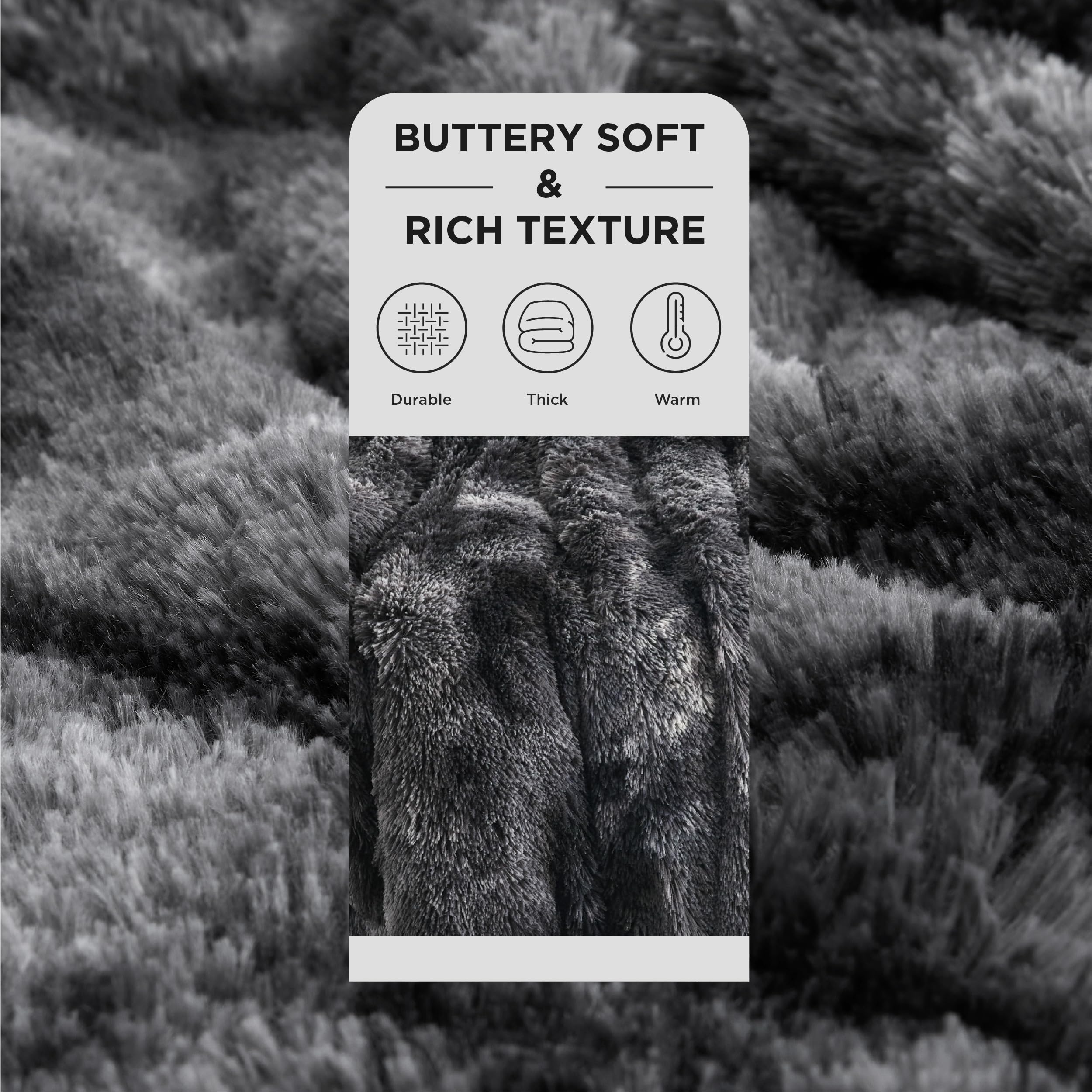Bedsure close-up of faux fur pile highlights plush texture benefit