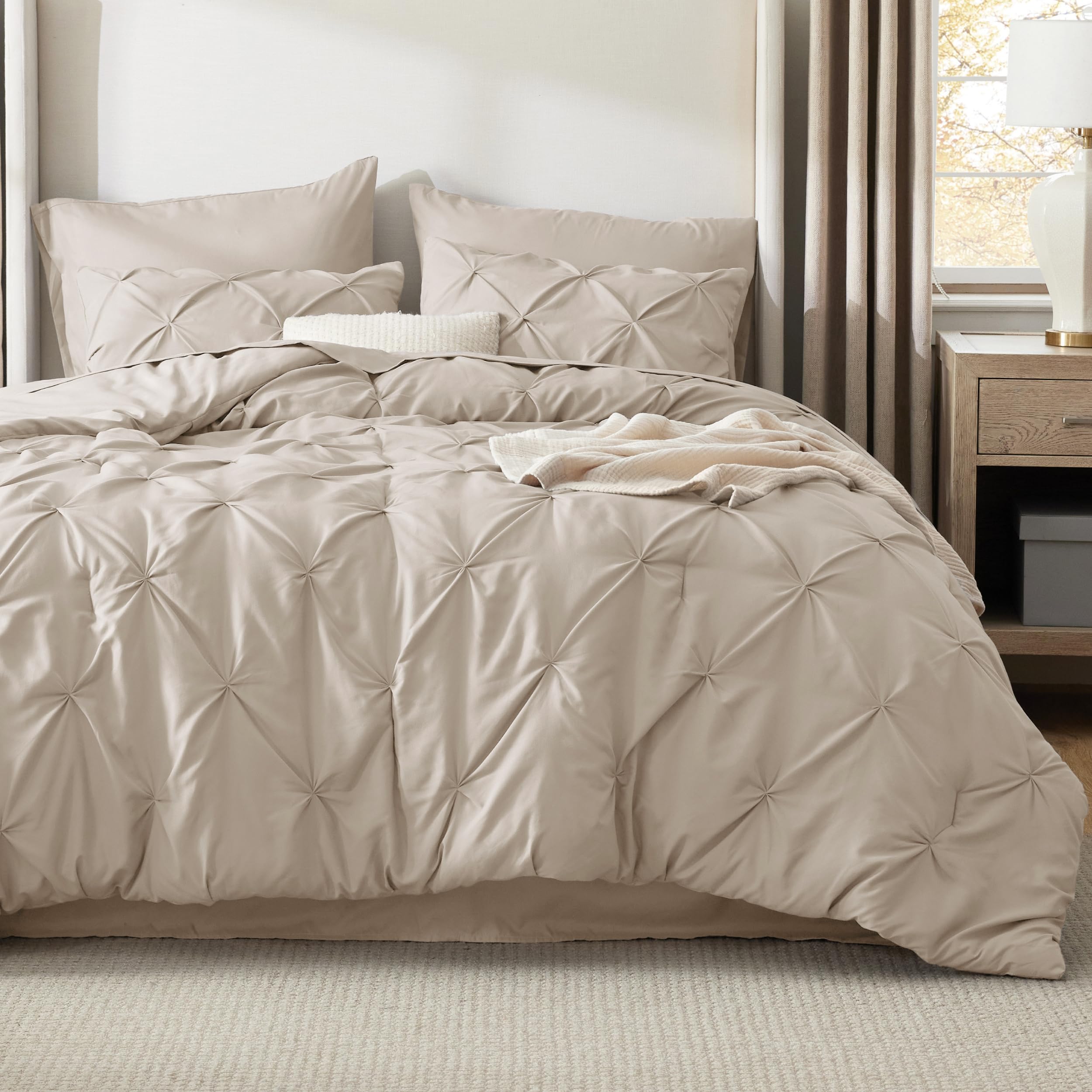 Bedsure close-up of brushed microfiber texture highlighting soft, quiet comfort