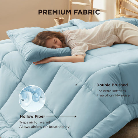 Bedsure fabric texture closeup showing soft shell and comfortable hand feel