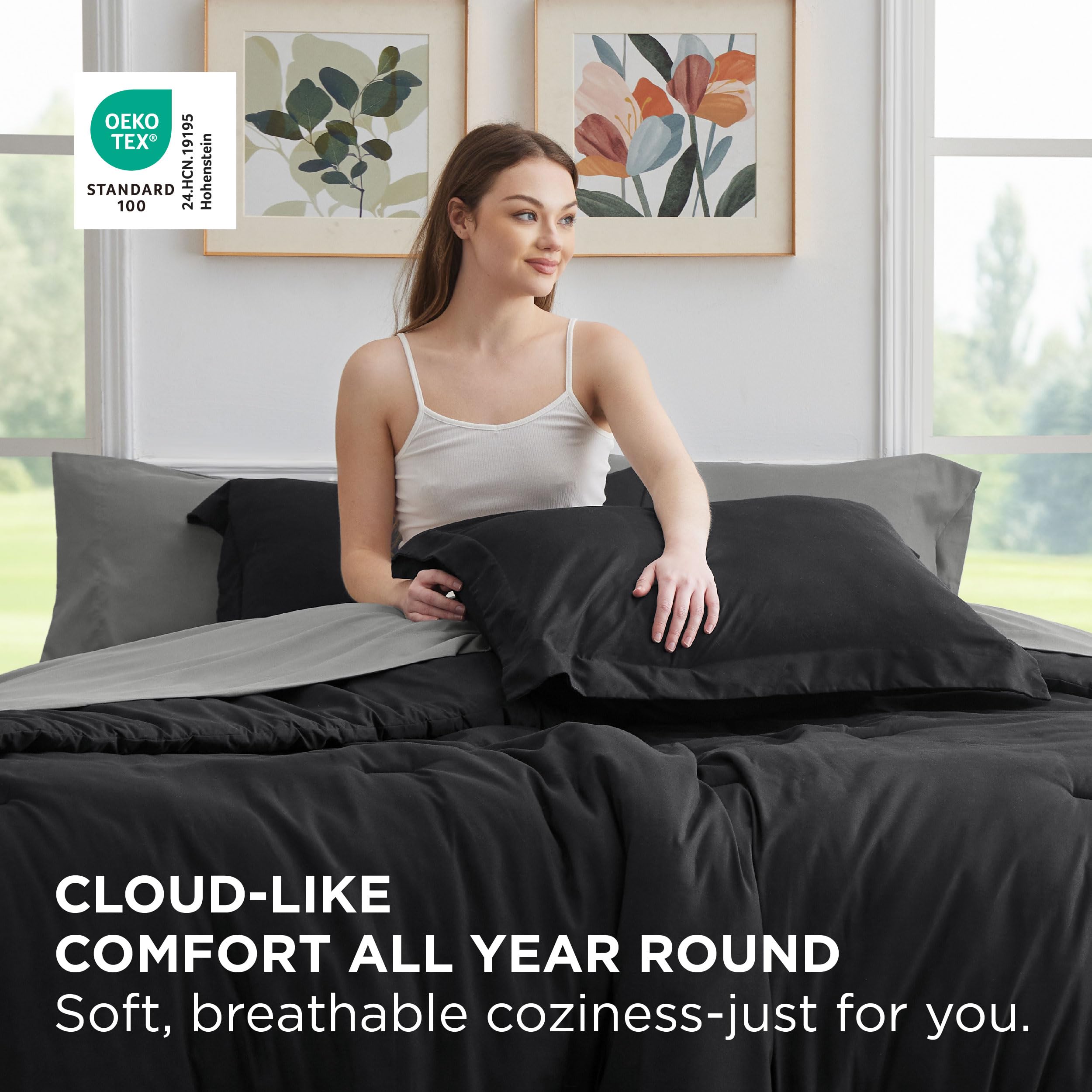 Bedsure texture fill closeup showing plush loft and lasting comfort