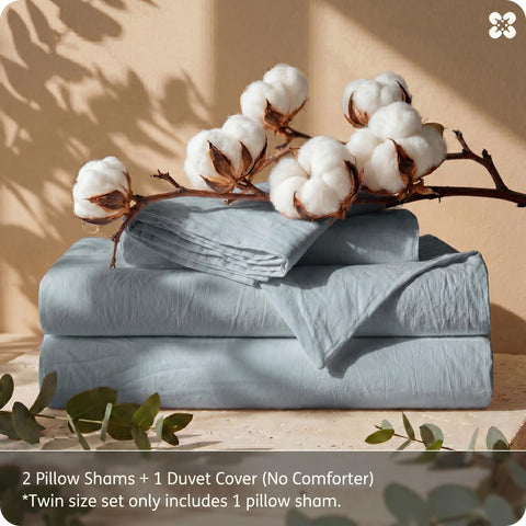 Bedsure folded duvet cover texture on shelf showing prewashed softness and storage-ready