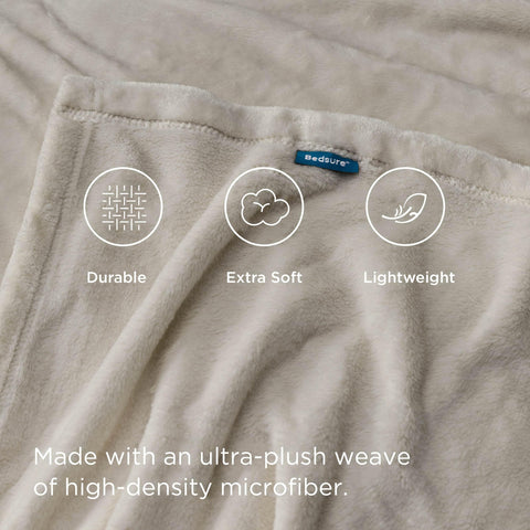 Bedsure detailed shot of plush microfiber pile highlighting warmth retention