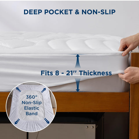 Bedsure thickness scale comparison illustrating low-profile cushioning and practical loft